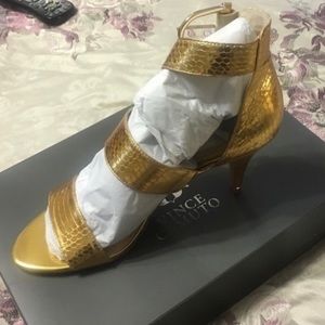 Very Sexy Vince Camuto Gold Strappy Sandals